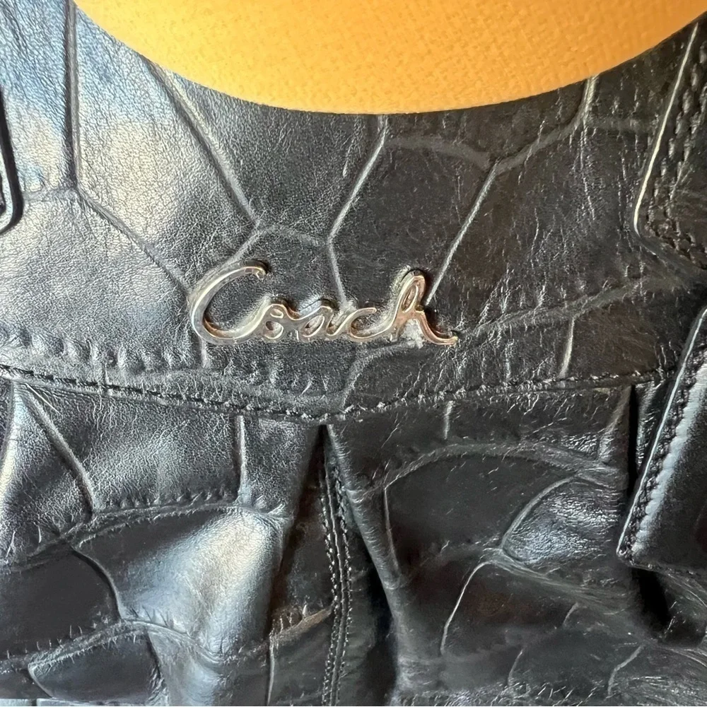 Coach Ashley Croc Embossed Leather Satchel Bag EUC